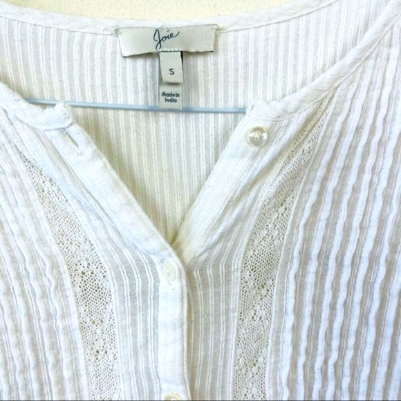 JOIE CARLEEN BOHO LACE CROCHET BLOUSE TOP WHITE S Romantic Cottagecore Victorian - Picture 7 of 12